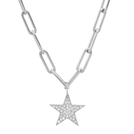 Jen Hansen Pave Cz Star Paperclip Chain Silver