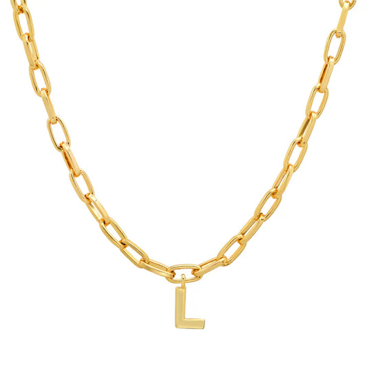 Initial Paperclip Chain Gold L