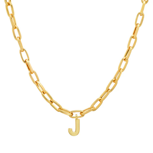 Initial Paperclip Chain Gold J