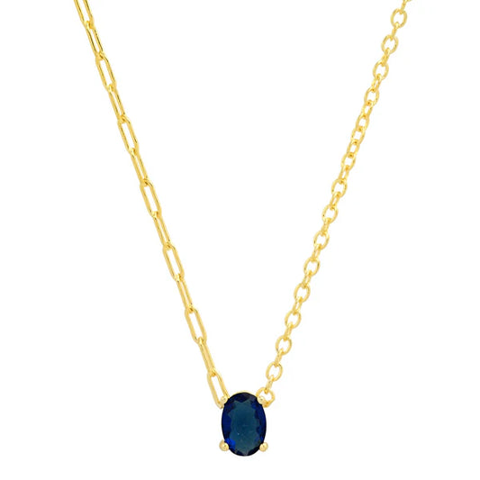 Jen Hansen Solitaire Oval Necklace - Blue