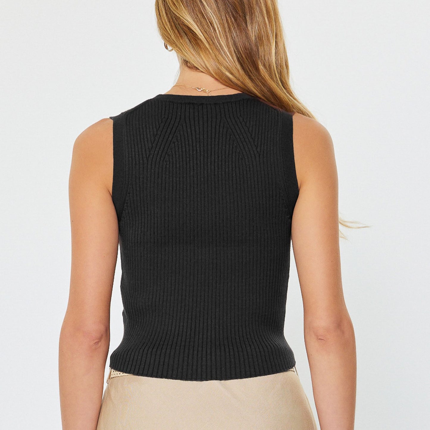 Current Air Ribbed Knit Vest Black - shoostore