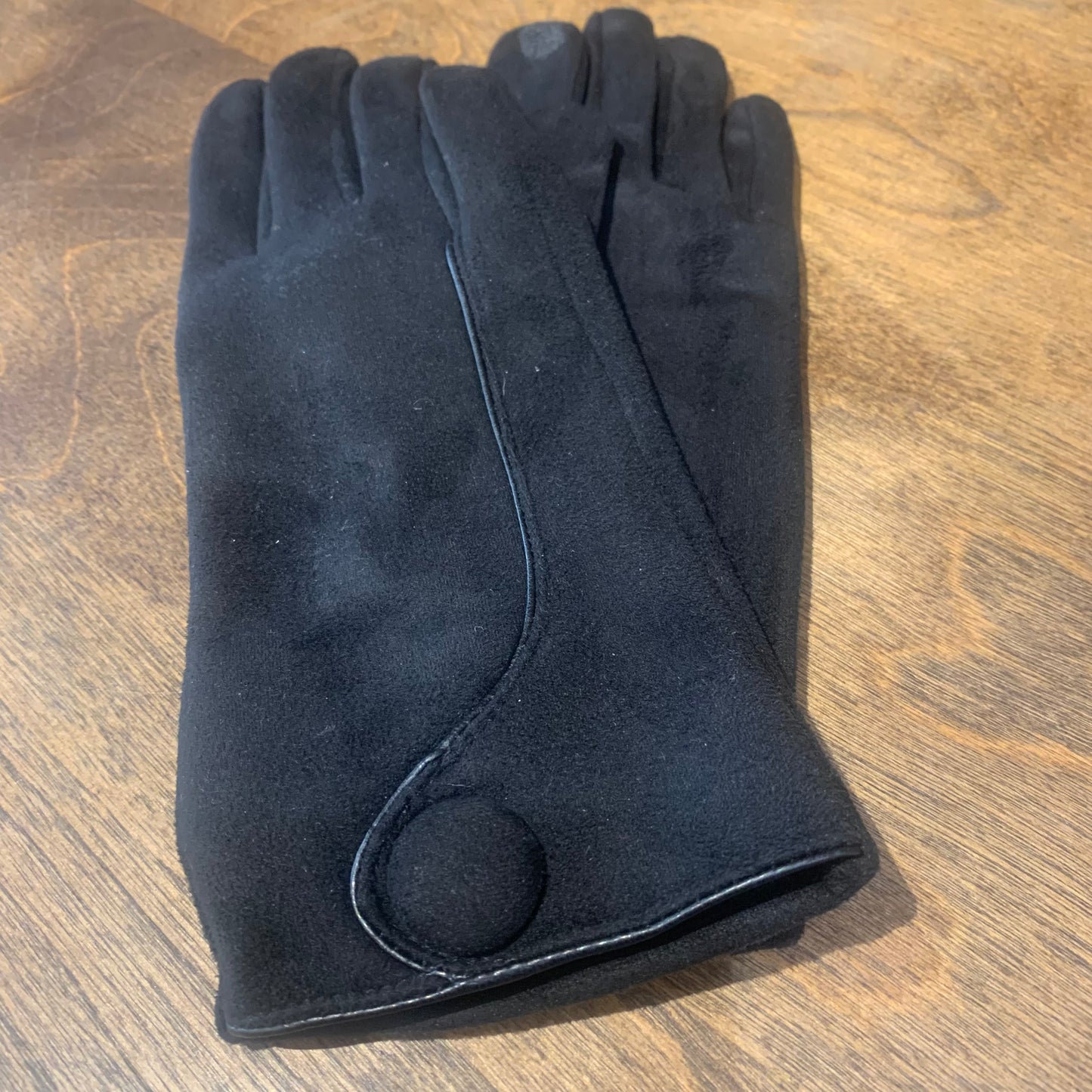 Wool Felted Gloves With Button Black