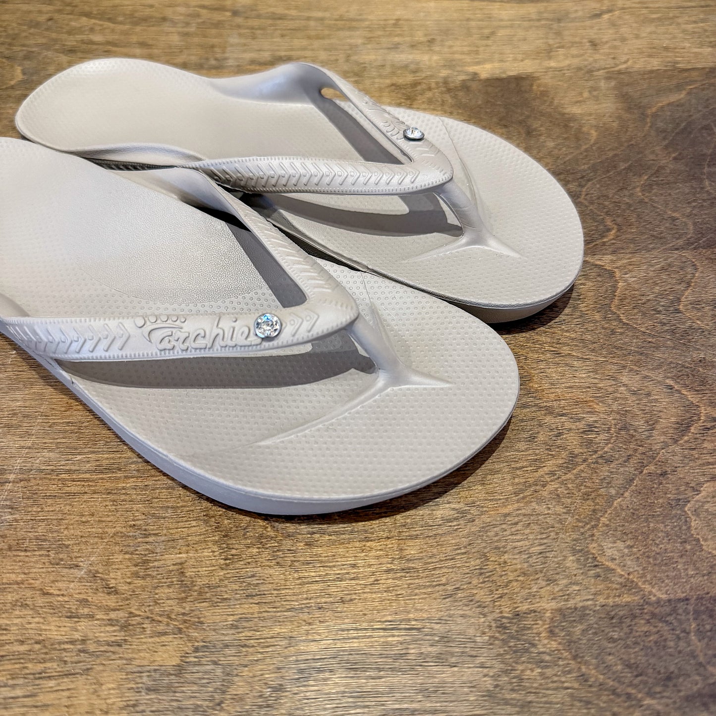 Archies Crystal Taupe - Arch Support Flip Flops