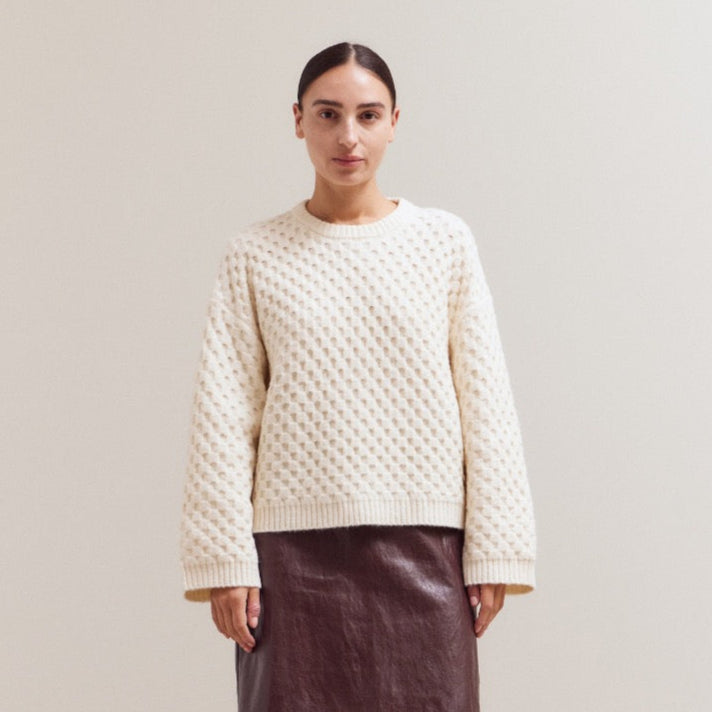 Grade & Gather Ivory Check Sweater