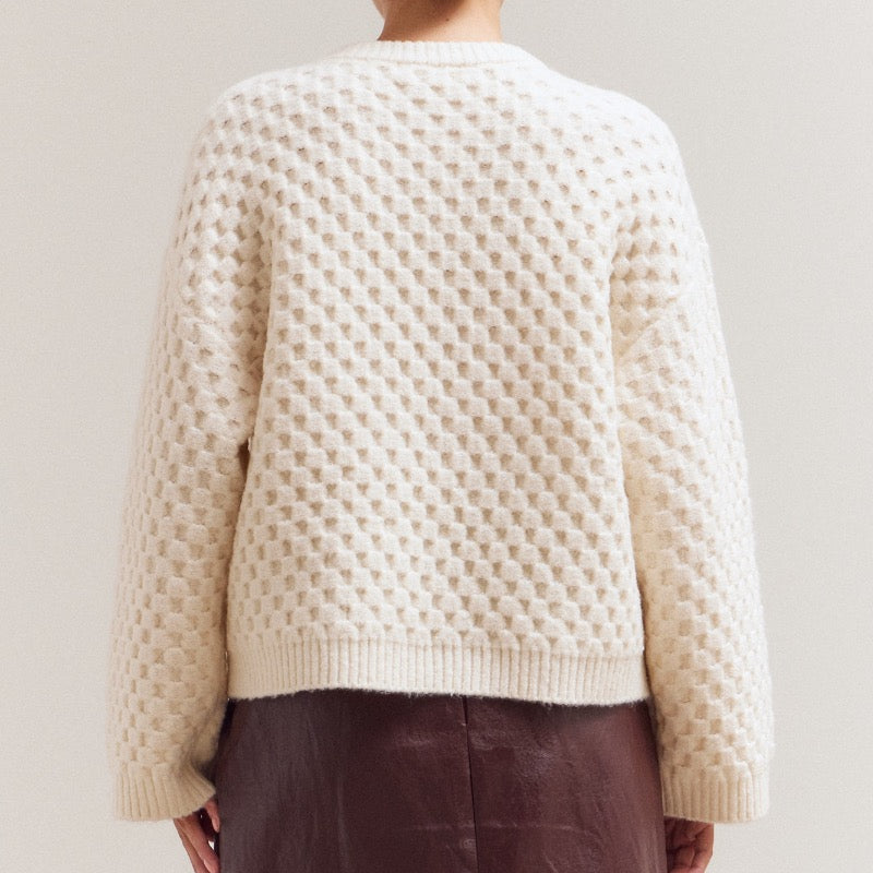 Grade & Gather Ivory Check Sweater
