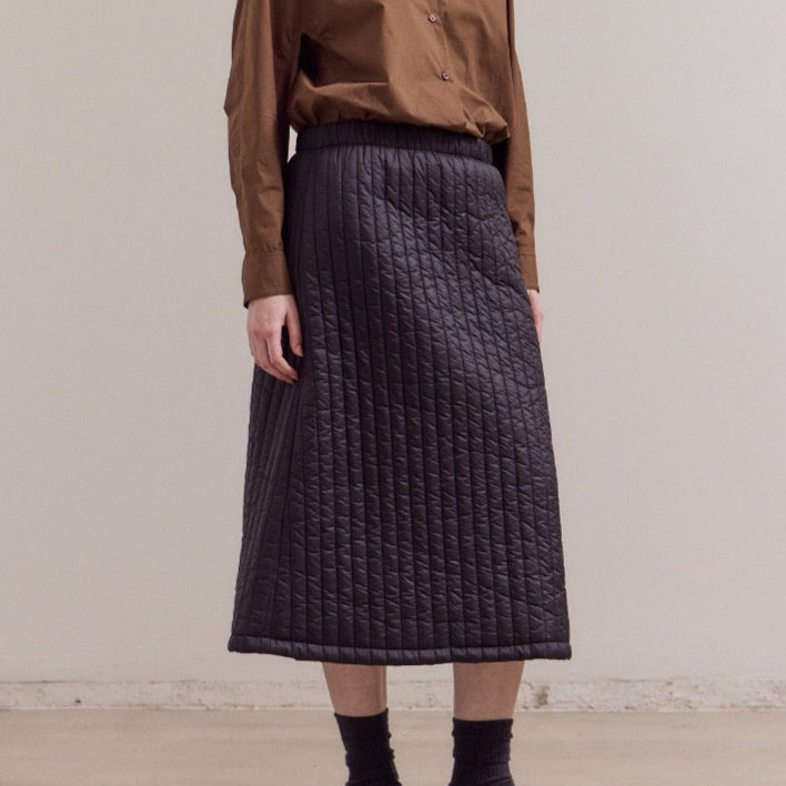 Grade & Gather Quilted Mid Skirt Black