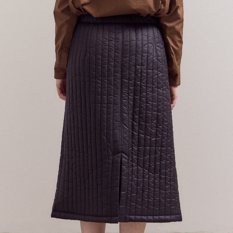 Grade & Gather Quilted Mid Skirt Black