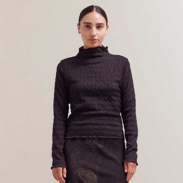 Grade & Gather Seered Mock Neck Top