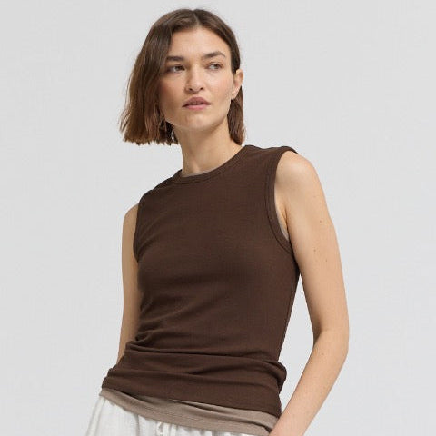 Grade & Gather Wide Shoulder Tank Dark Chocolate - shoostore