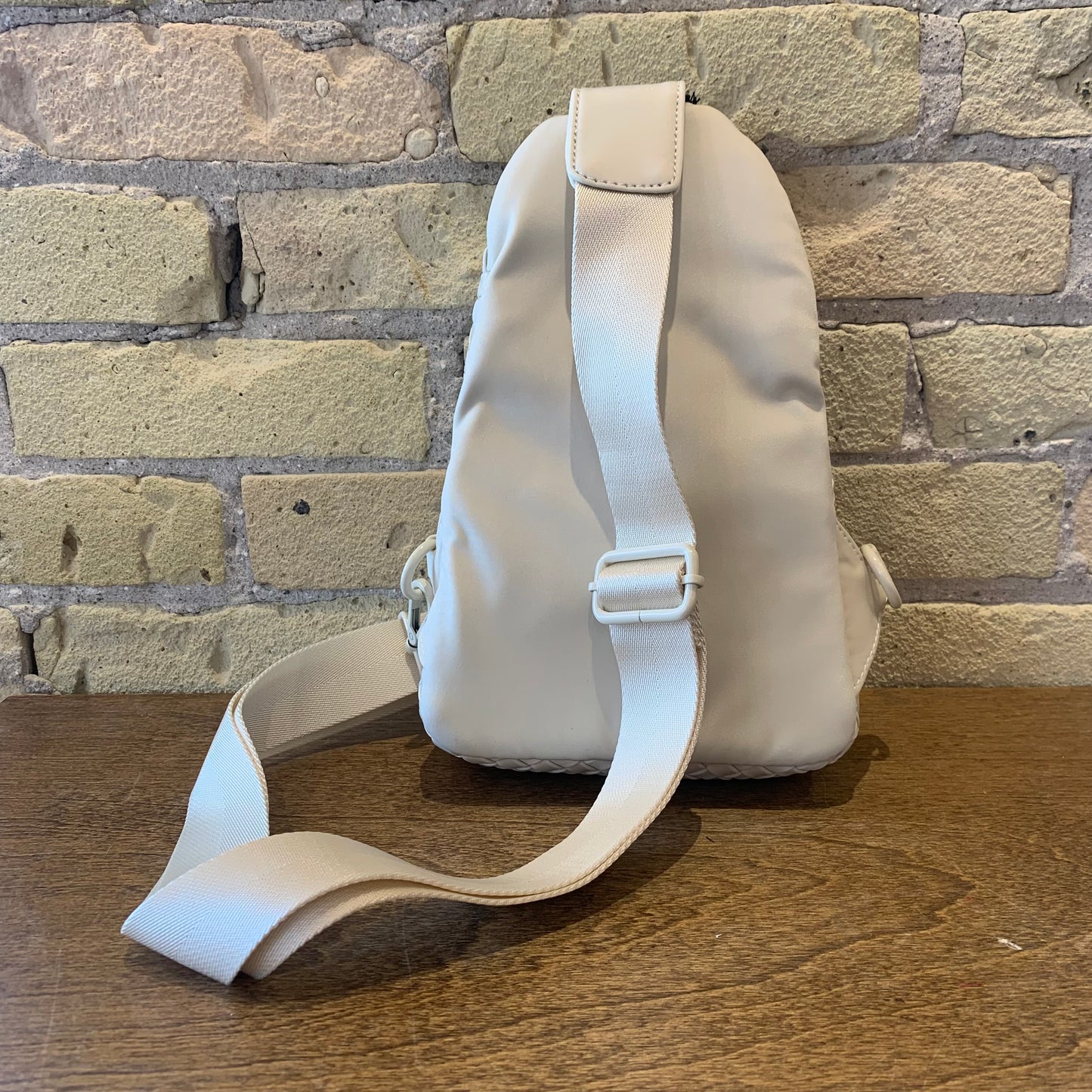 Beyond The Horizon - Woven Neoprene Sling Backpack Cream
