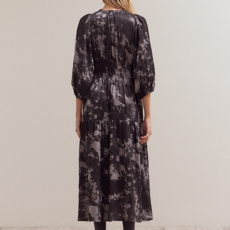 Grade & Gather Printed Midi Dress Slate