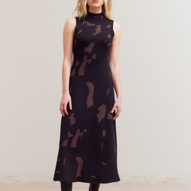 Grade & Gather Fitted Knit Maxi Dress Black