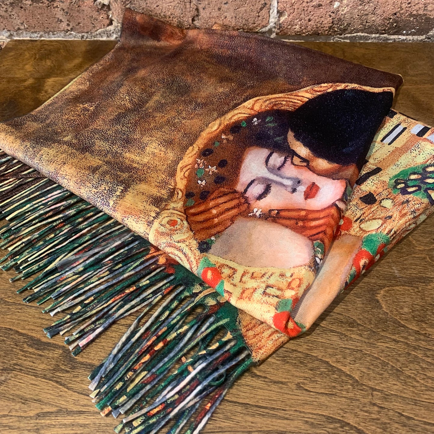 The Kiss & Lady With Fan Double Sided Scarf