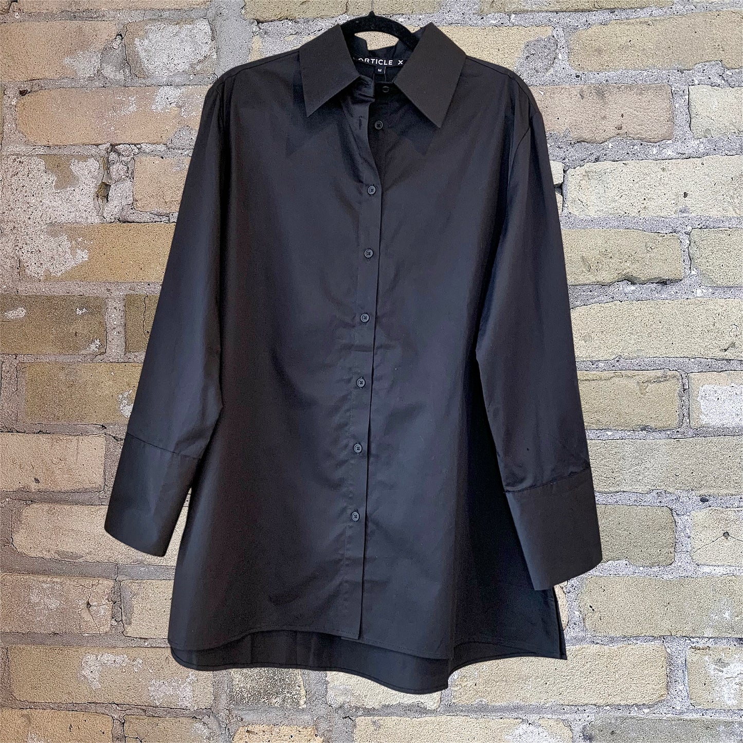 Article X Wrap Button Down Shirt Black