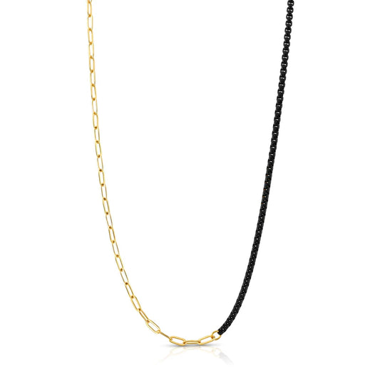 Jen Hansen Half & Half Enamel Paperclip Necklace, Black