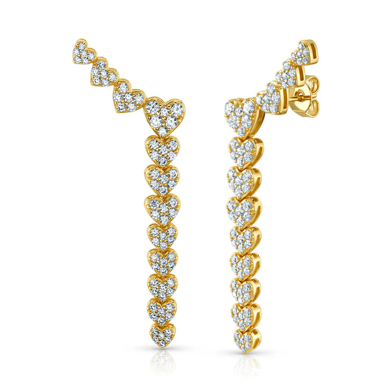 Jen Hansen Flowing Heart Climbing Earrings Gold