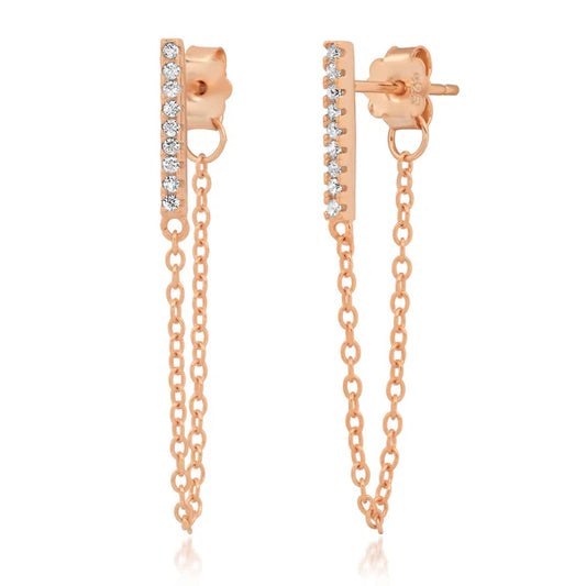 Jen Hansen Bar Chain Earring - Rose Gold
