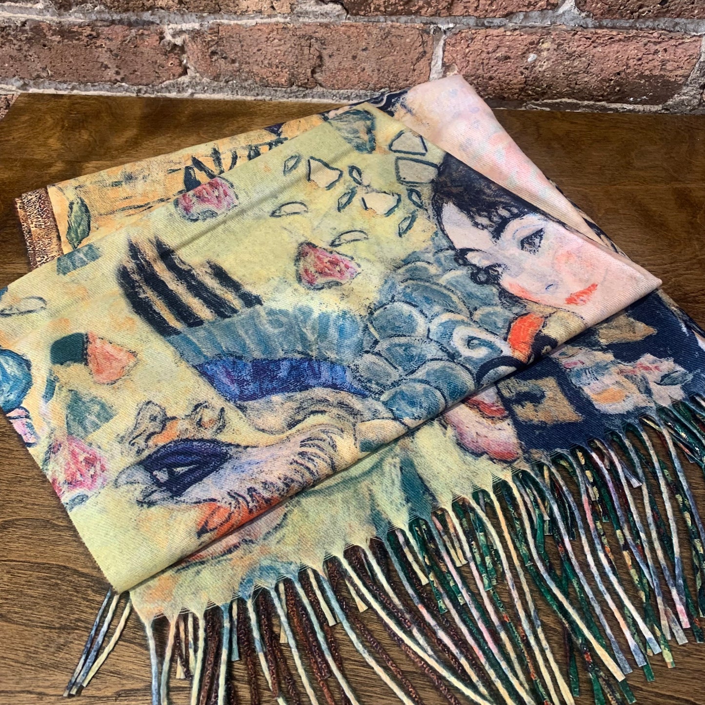 The Kiss & Lady With Fan Double Sided Scarf