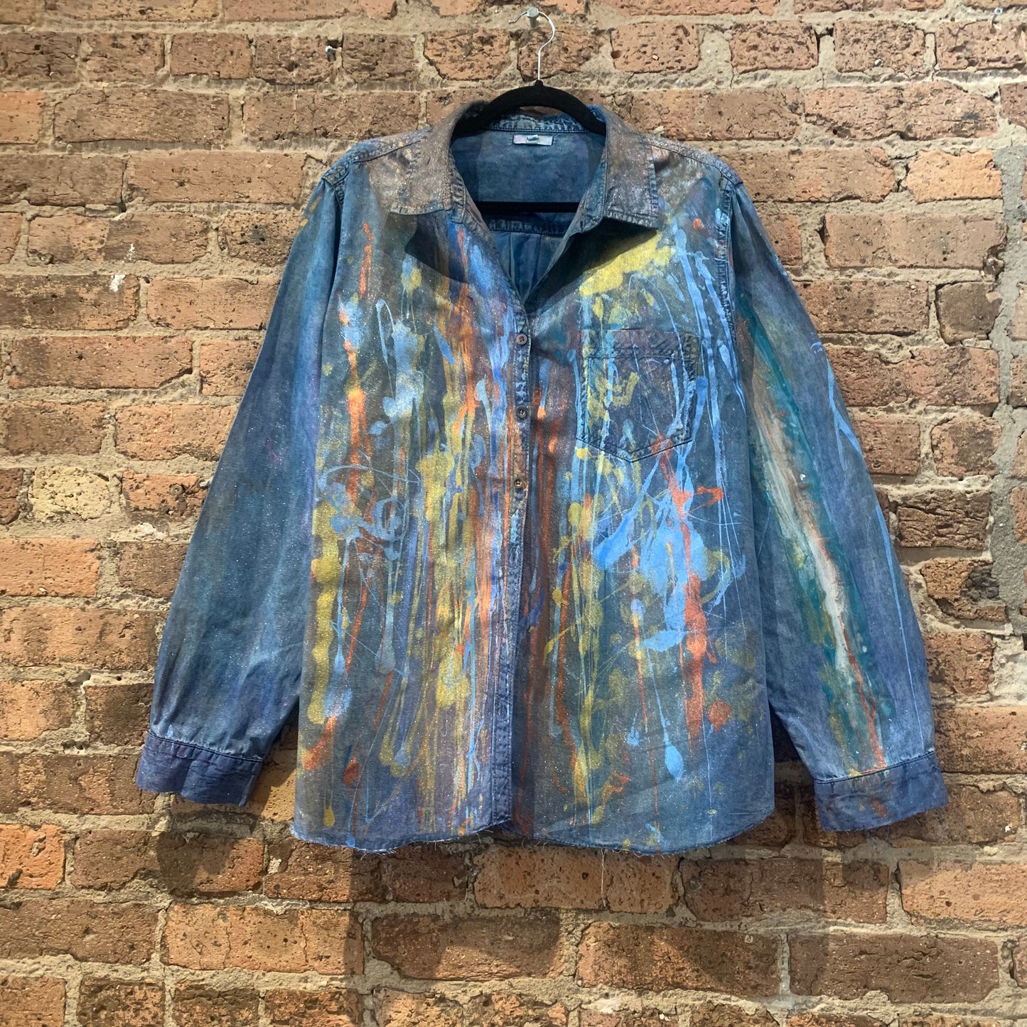 Metallic Drips Denim Shirt #3
