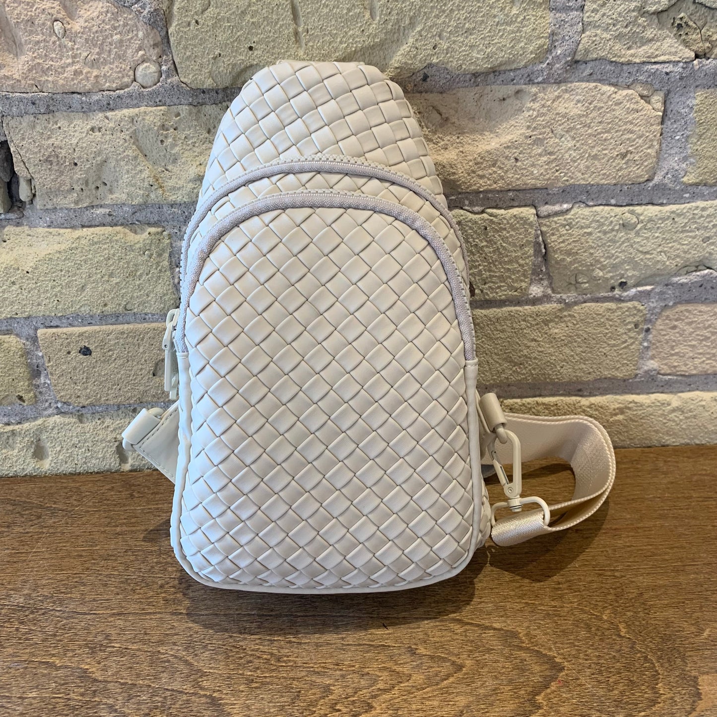 Beyond The Horizon - Woven Neoprene Sling Backpack Cream
