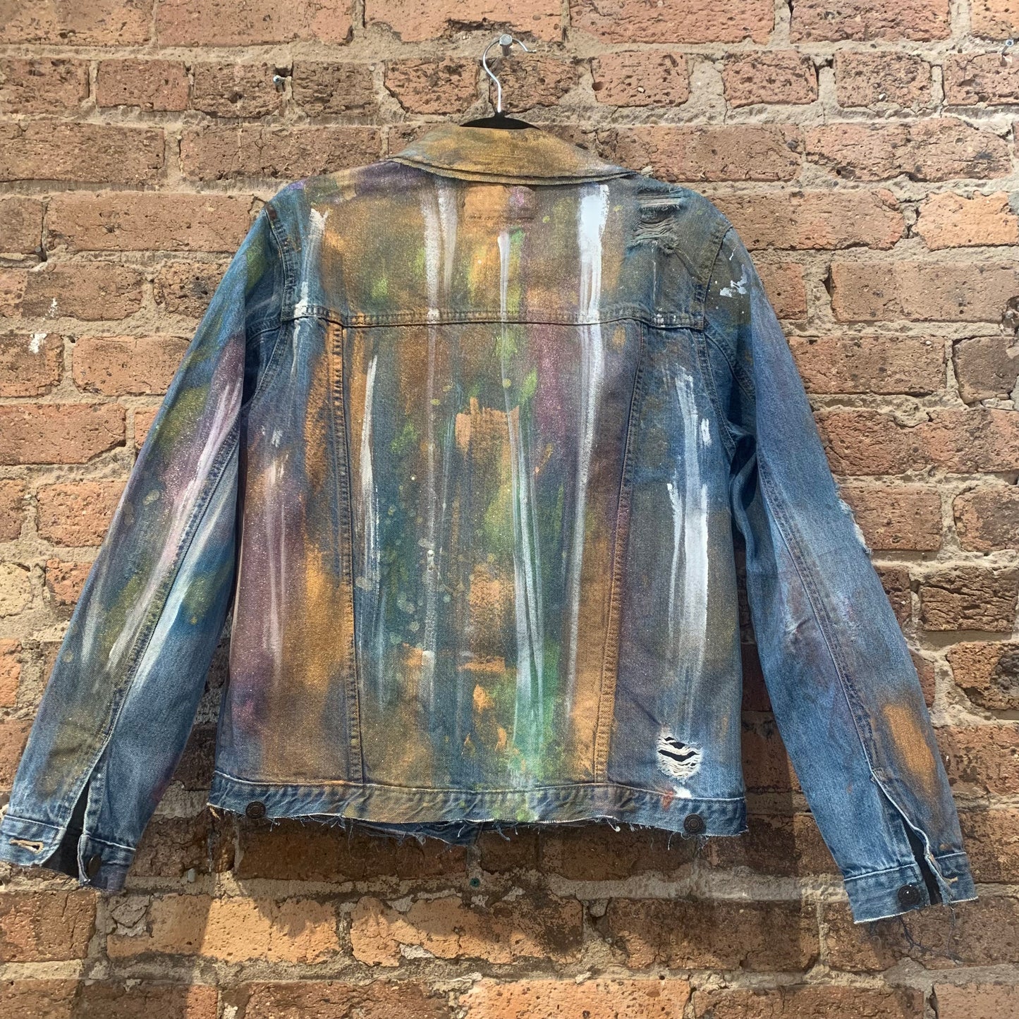 Distressed Denim Metallic Stripe Shirt
