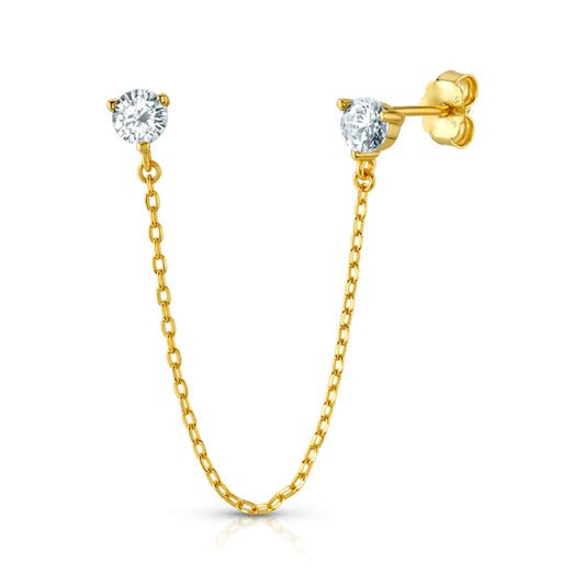 Jen Hansen Solitare Connecting Single Earring - Gold