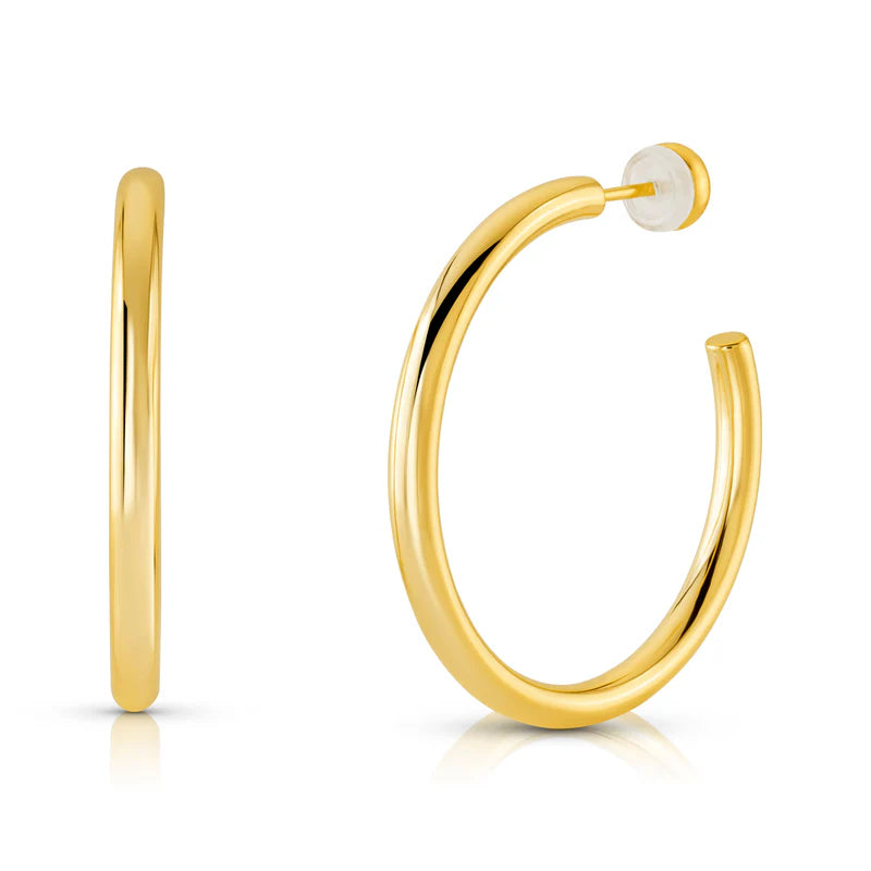 Jen Hansen 35mm Hollow Hoop Earrings, Gold