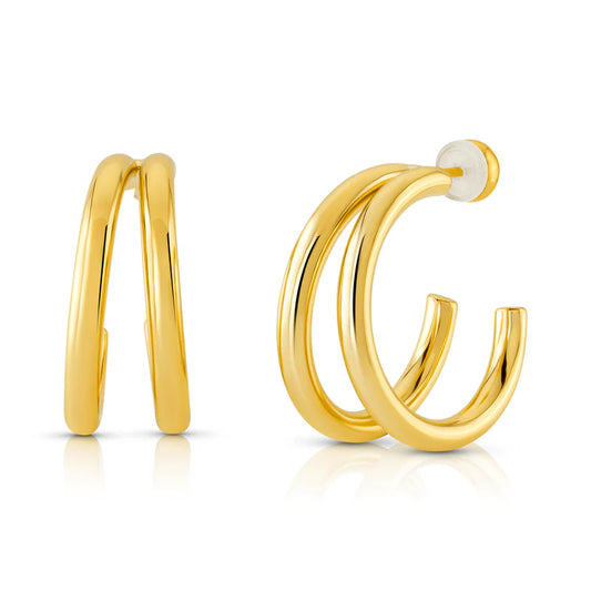 Jen Hansen Double Hollow Hoop Earrings, Gold