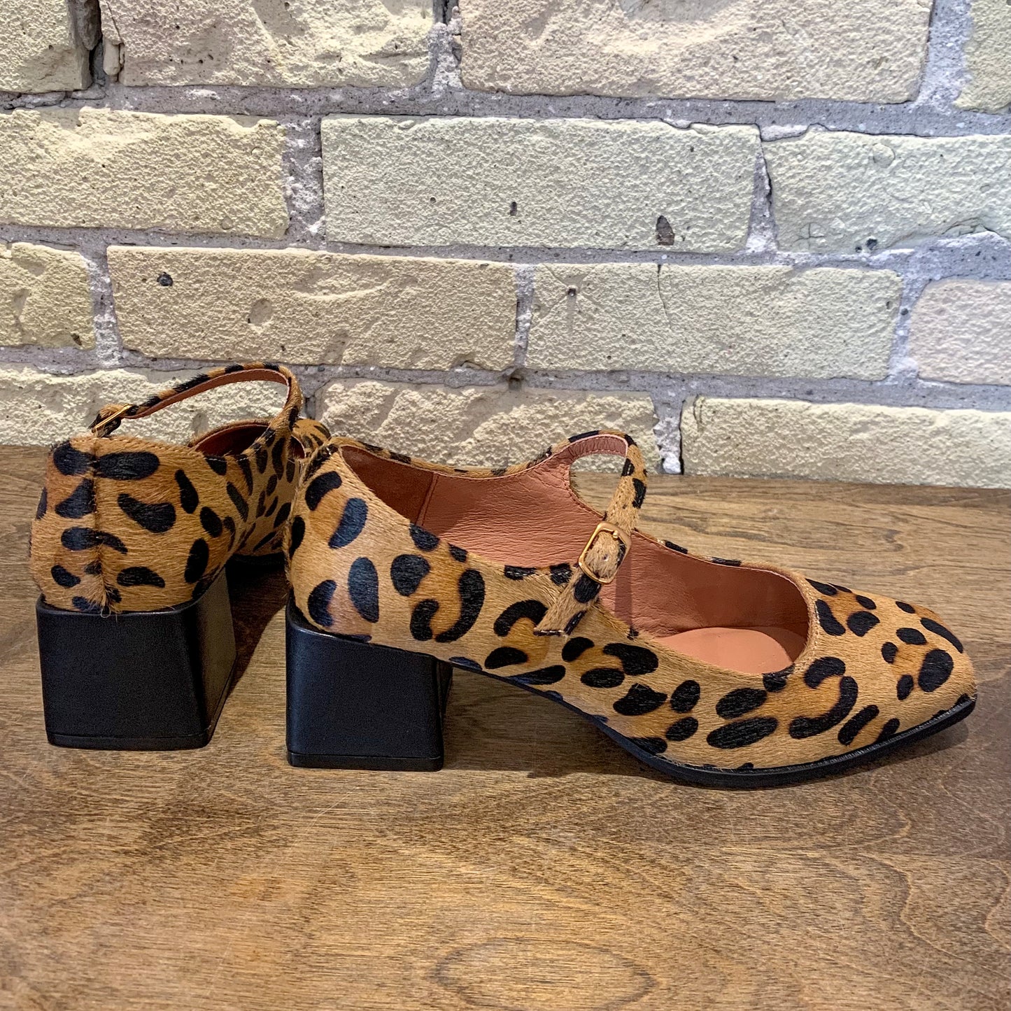 Intentionally Blank Christopher Cowhide Leopard Print Mary Jane