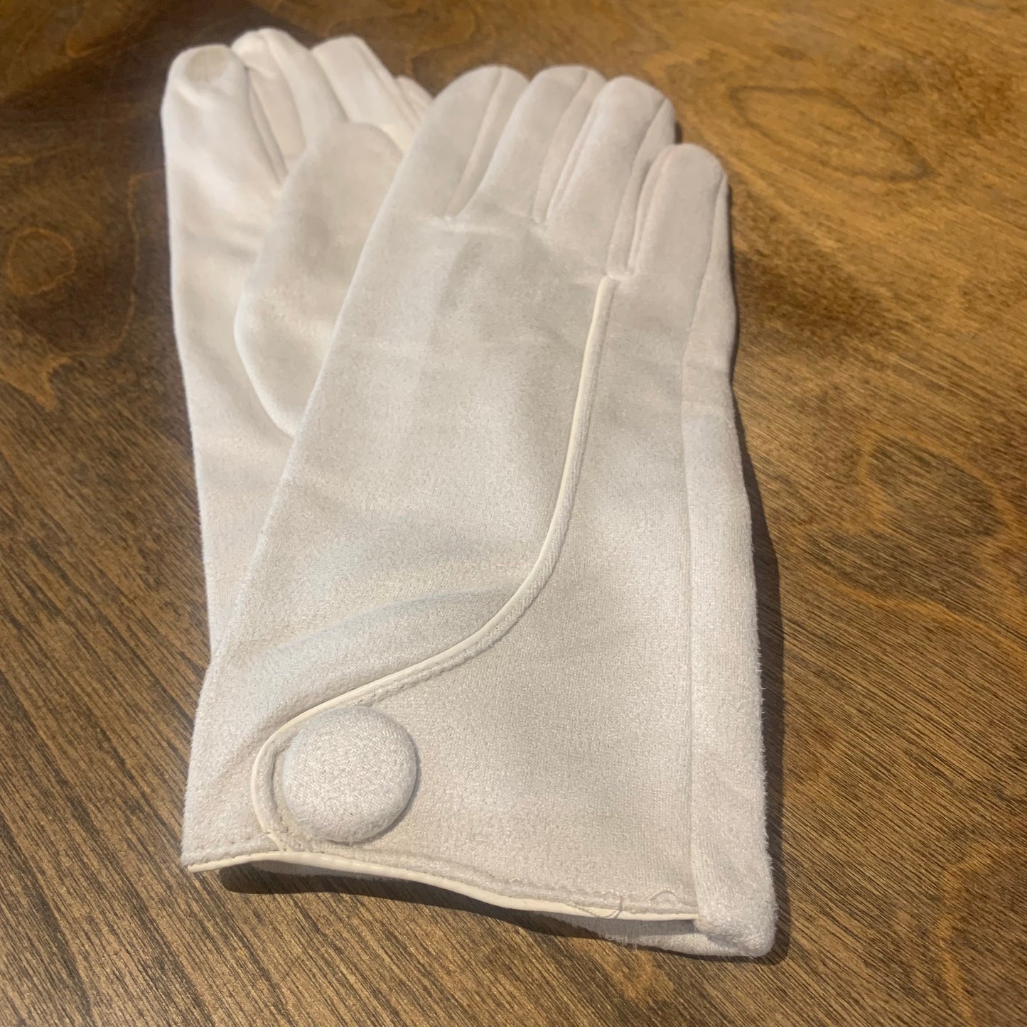 Wool Felted Gloves With Button Beige