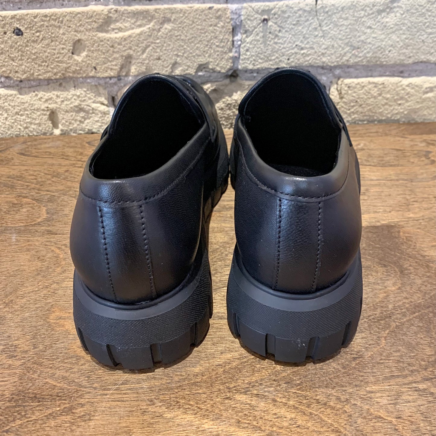 Gabor Black Leather Tweed Loafer