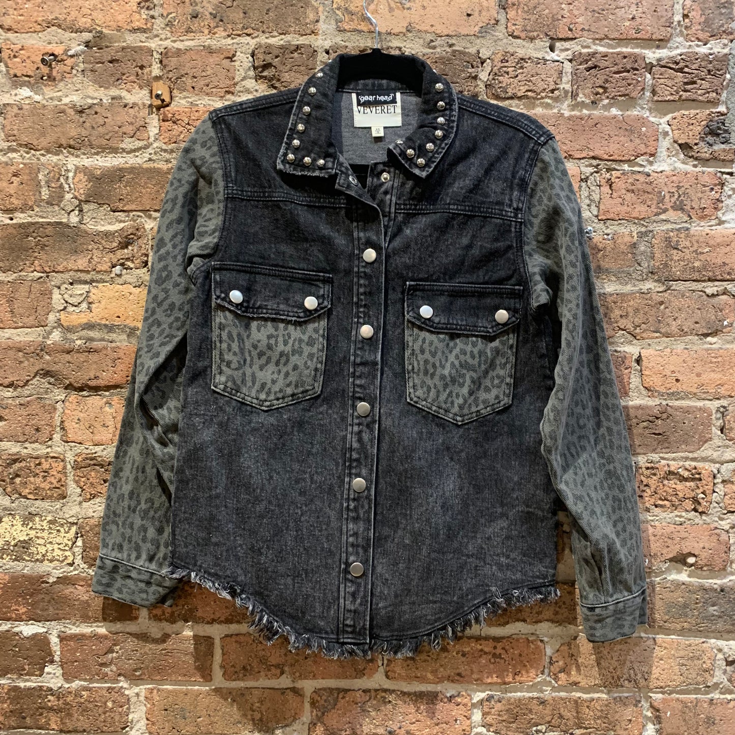 Gearhead Won't Get Fooled Again black denim-leopard-studs