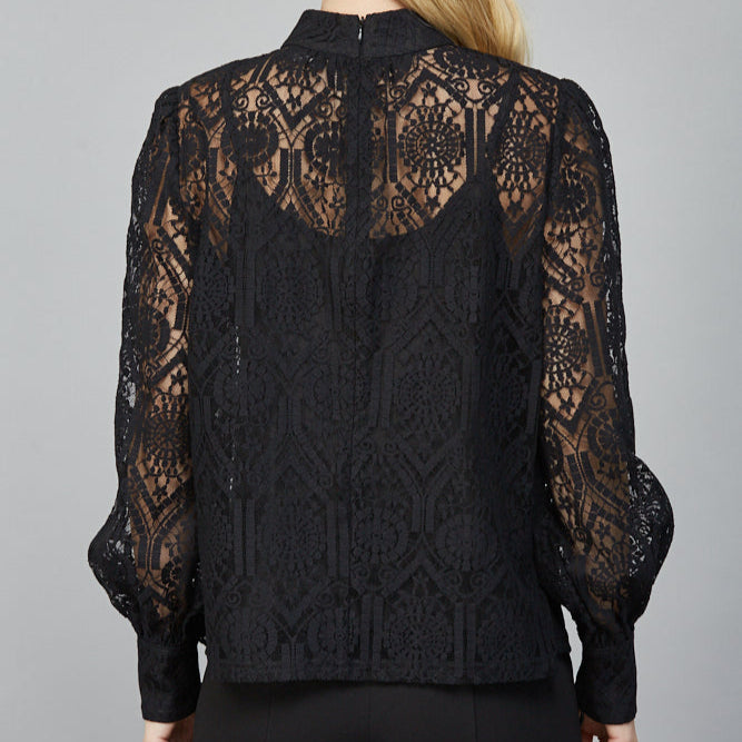 Fate High Neck Lace Blouse