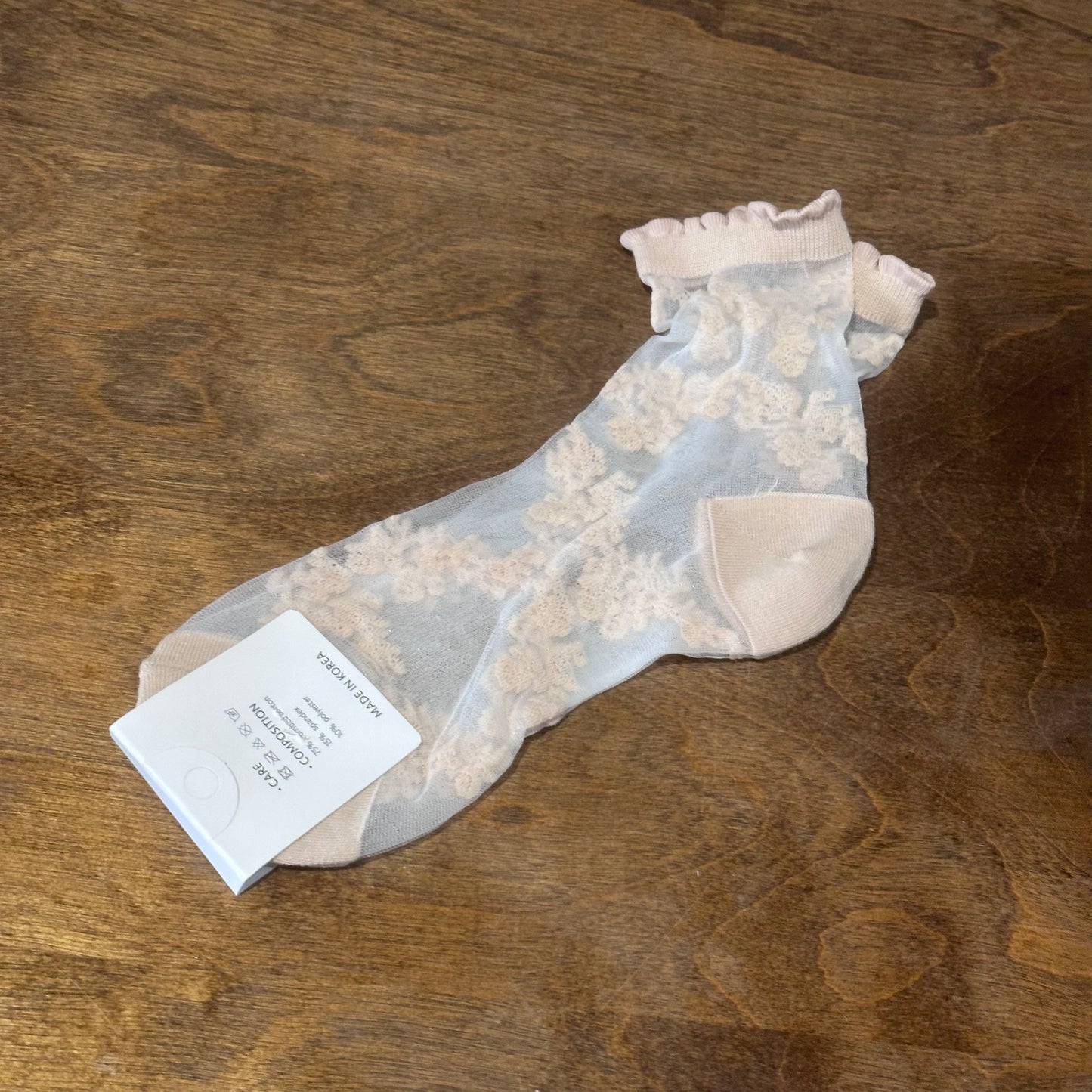 See-Through Fleur Crew Socks