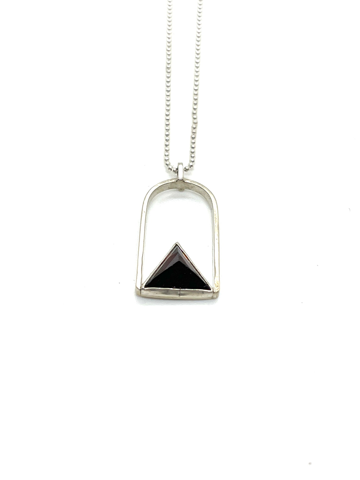 Garnet pyramid and sterling silver necklace