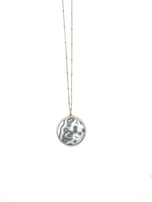 Ocean jasper (round) and sterling silver necklace