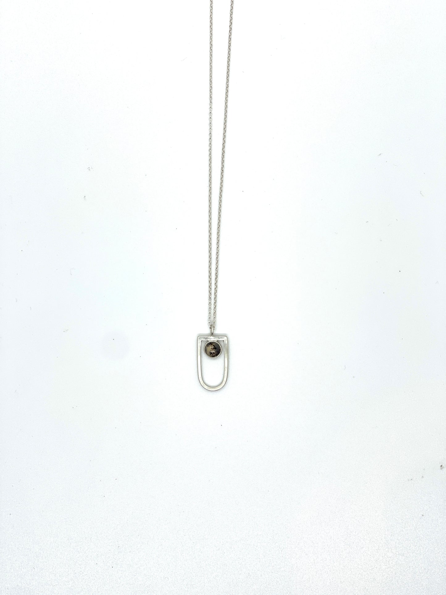 Montana agate (black speckles) and sterling silver necklace