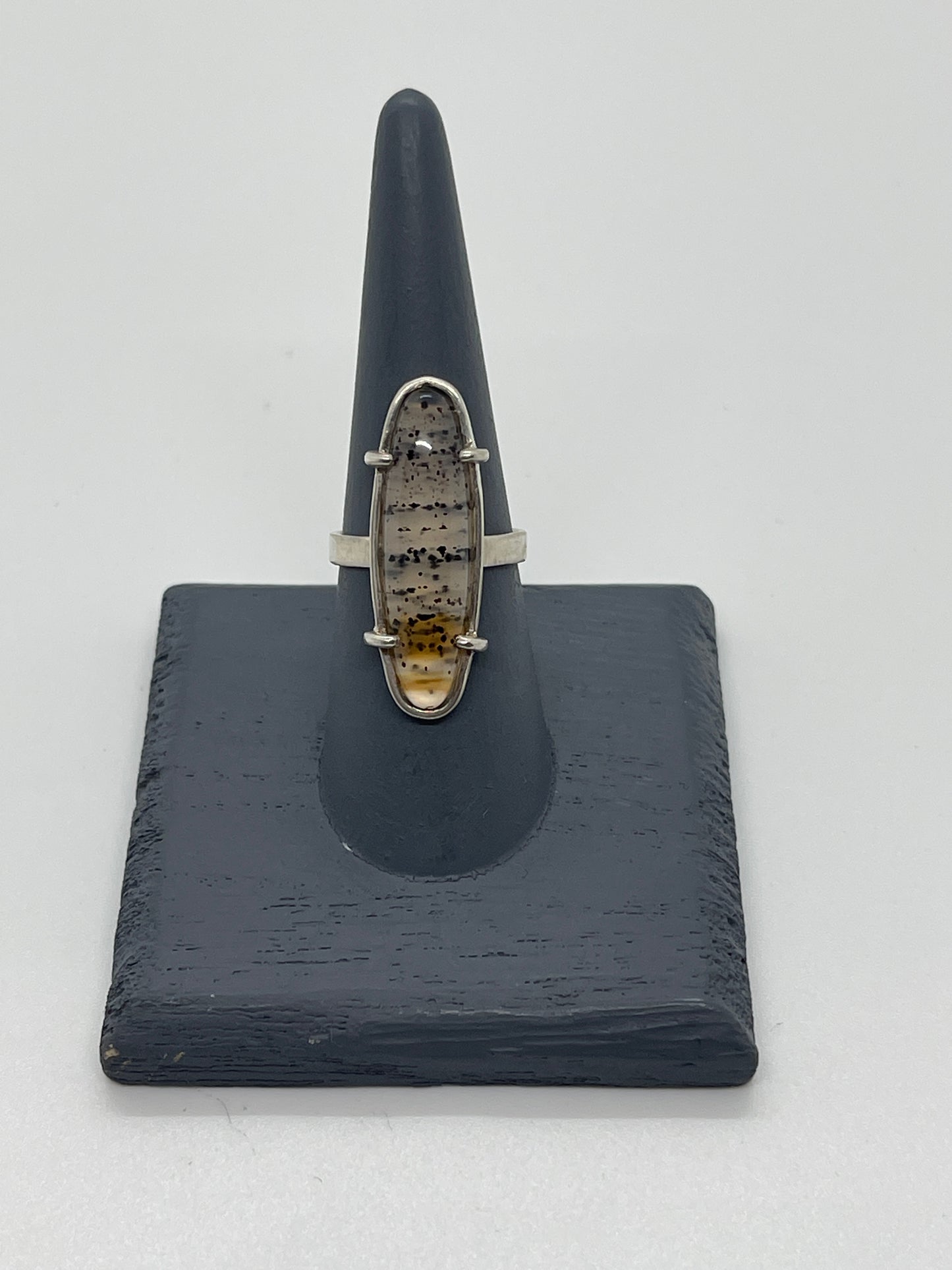Montana agate claw ring in sterling silver