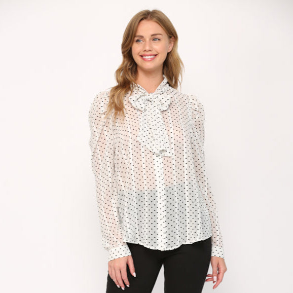 Fate Polka Dot Tie Neck Blouse