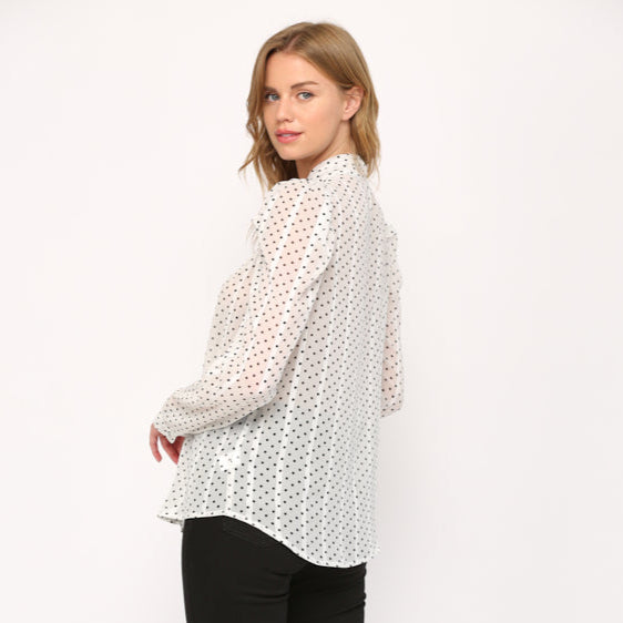 Fate Polka Dot Tie Neck Blouse