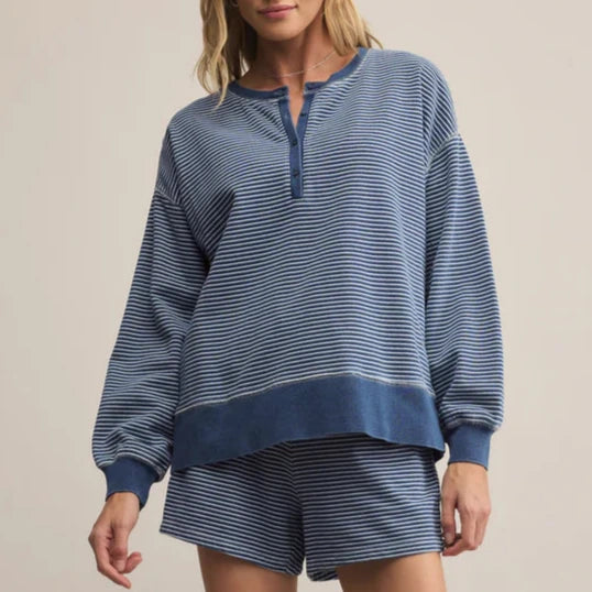 Apollo Striped Sweatshirt In Vintage Indigo