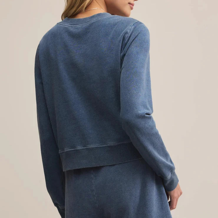 Daily Knit Denim Cardigan In Vintage Indigo