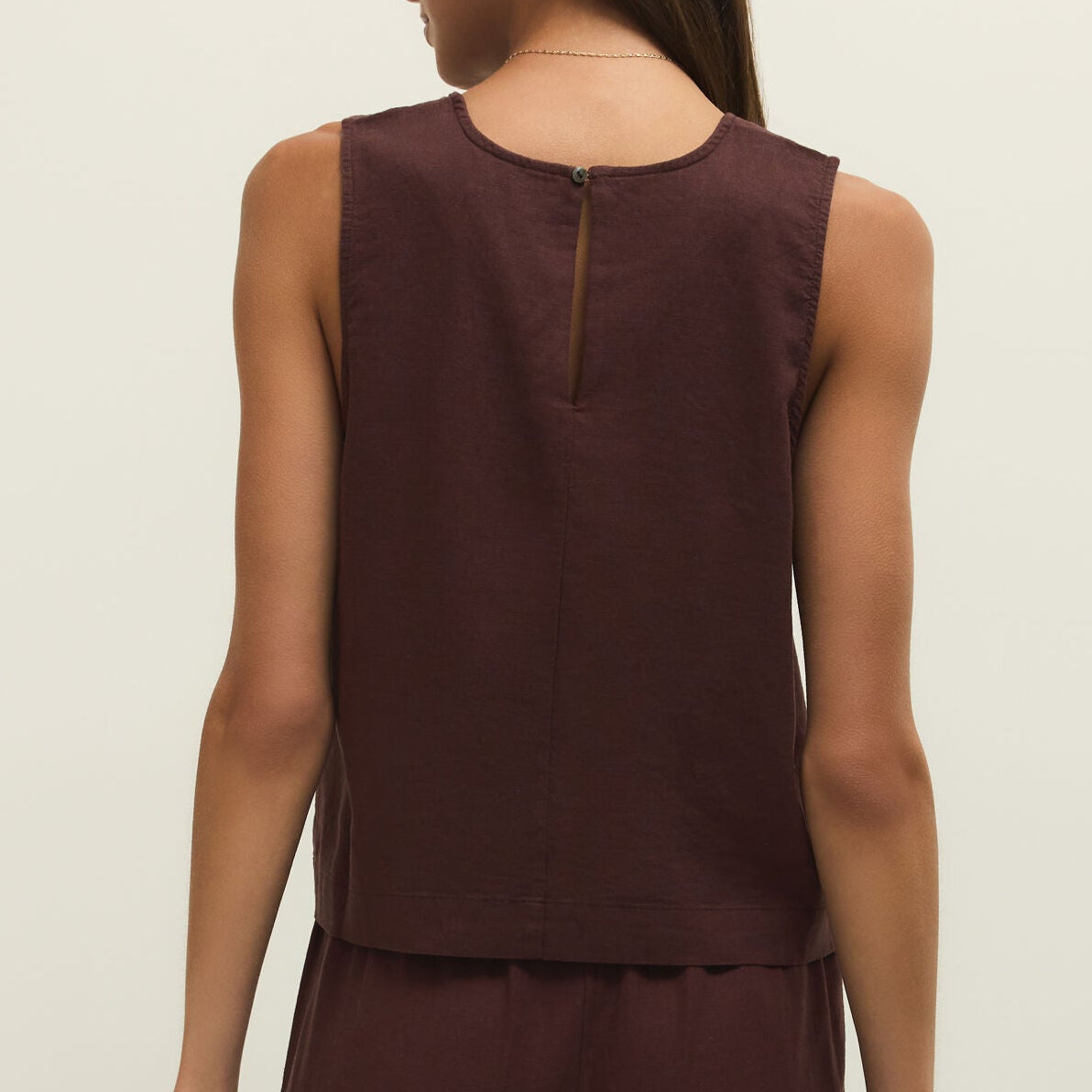 Z Supply Sloane Linen Top Chocolate Cherry - shoostore