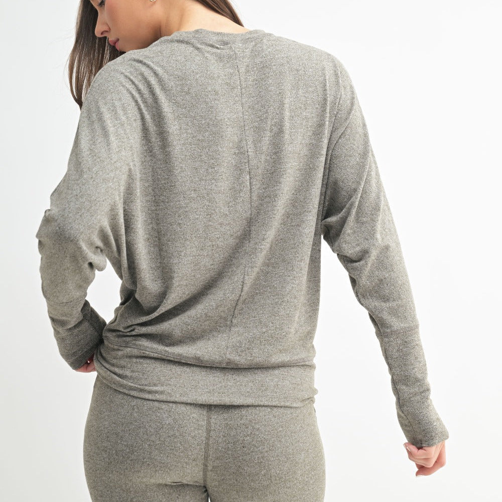 Mono B Dolman Sleeve Top Dark Olive