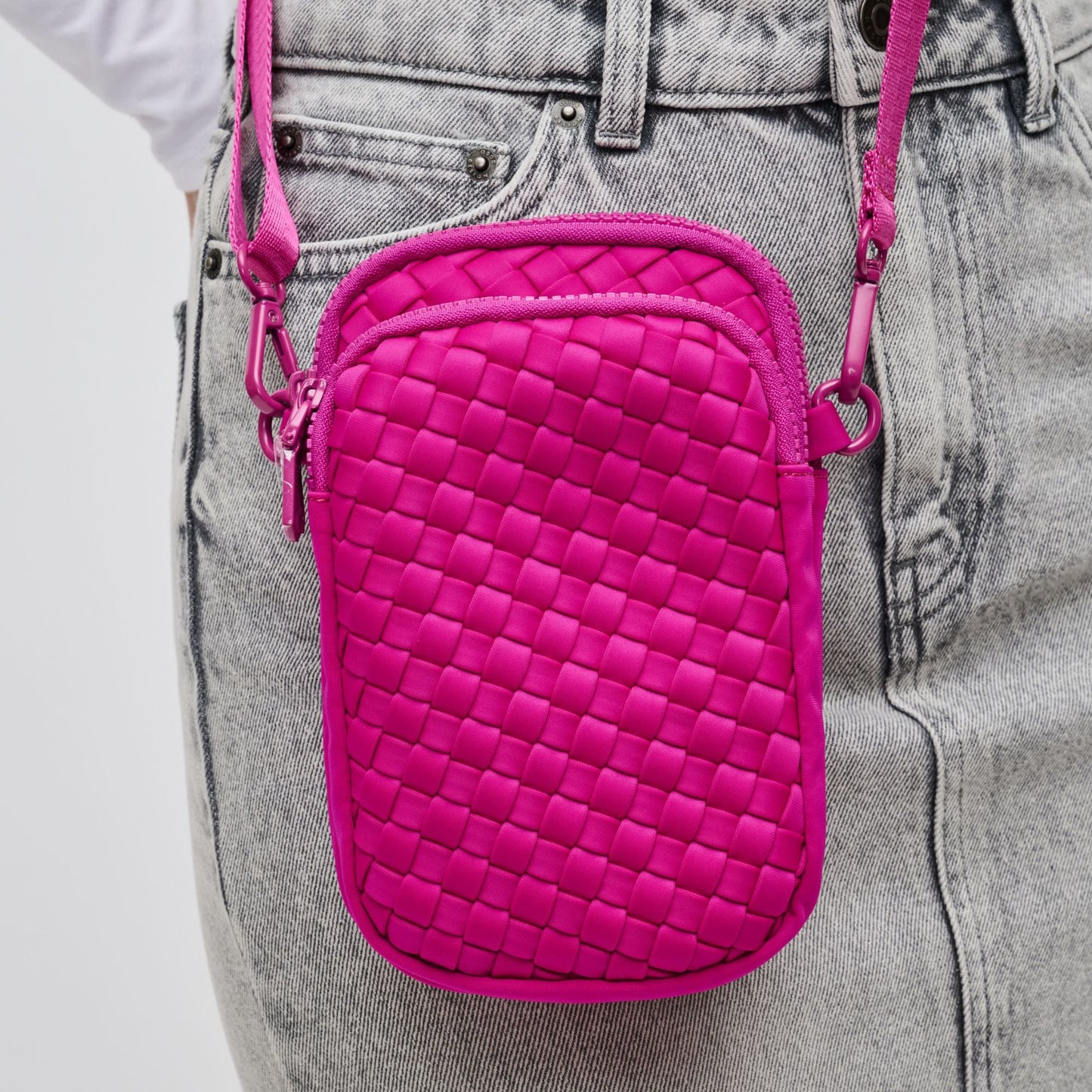 Divide & Conquer - Woven Neoprene Crossbody Fuschia