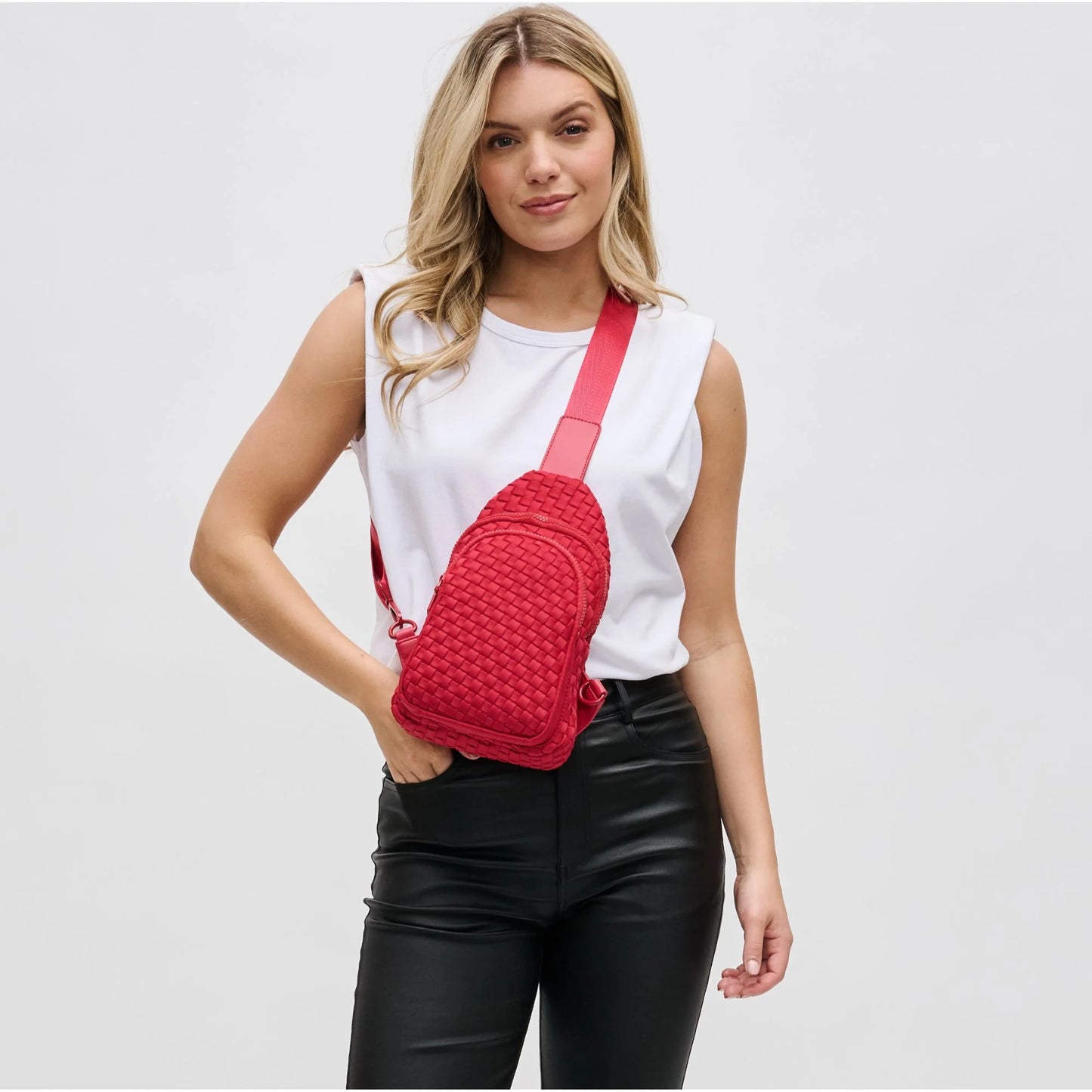 Beyond The Horizon - Woven Neoprene Sling Backpack Red