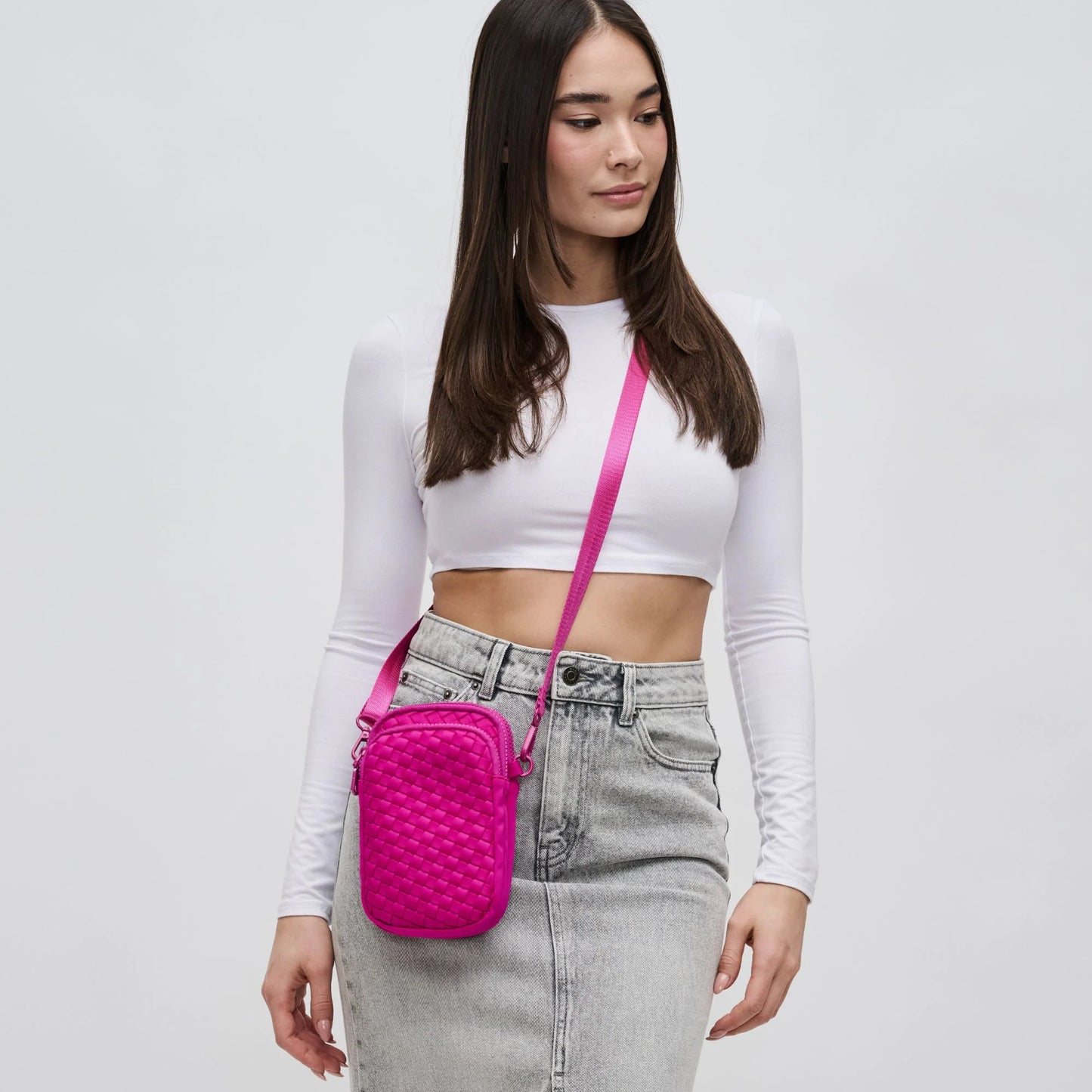 Divide & Conquer - Woven Neoprene Crossbody Fuschia
