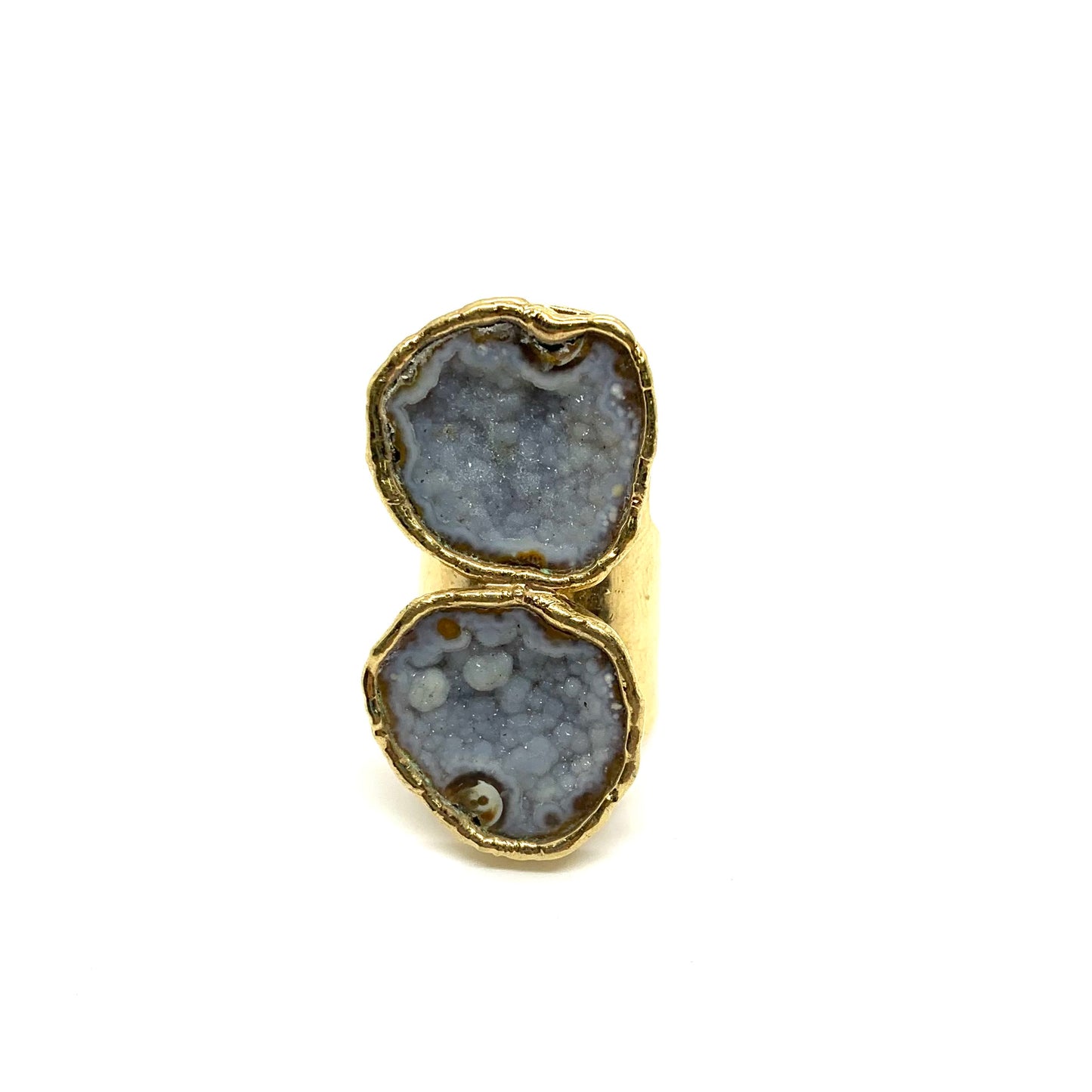 Jen Hansen Grey Druzy Agate Due Ring