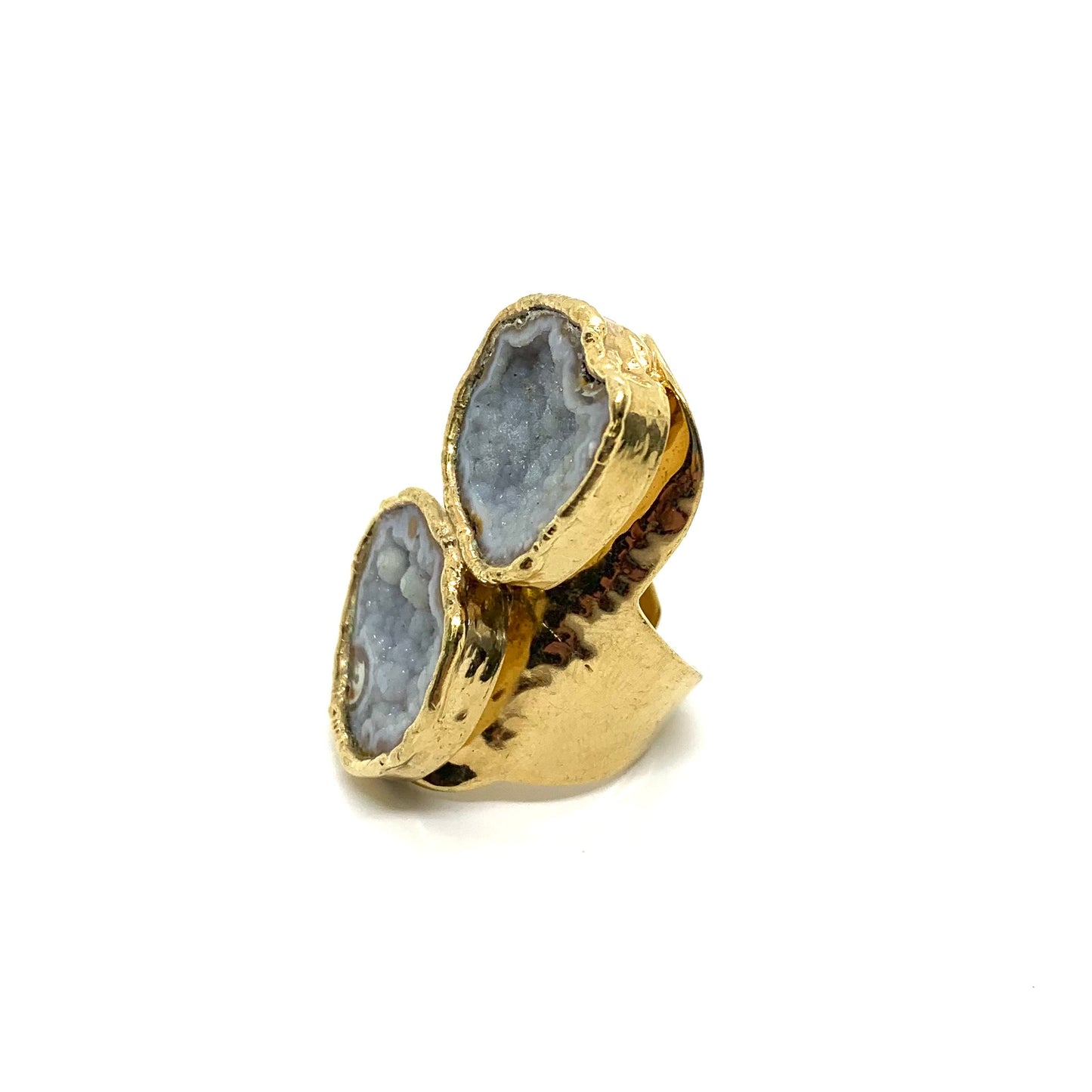 Jen Hansen Grey Druzy Agate Due Ring