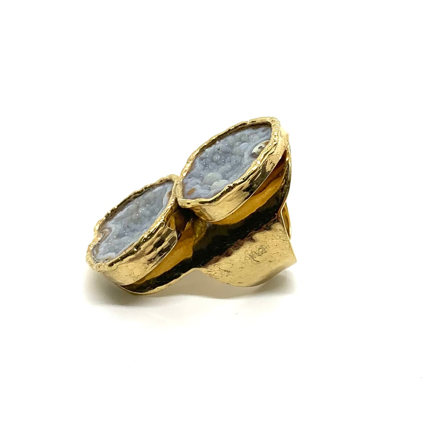 Jen Hansen Grey Druzy Agate Due Ring